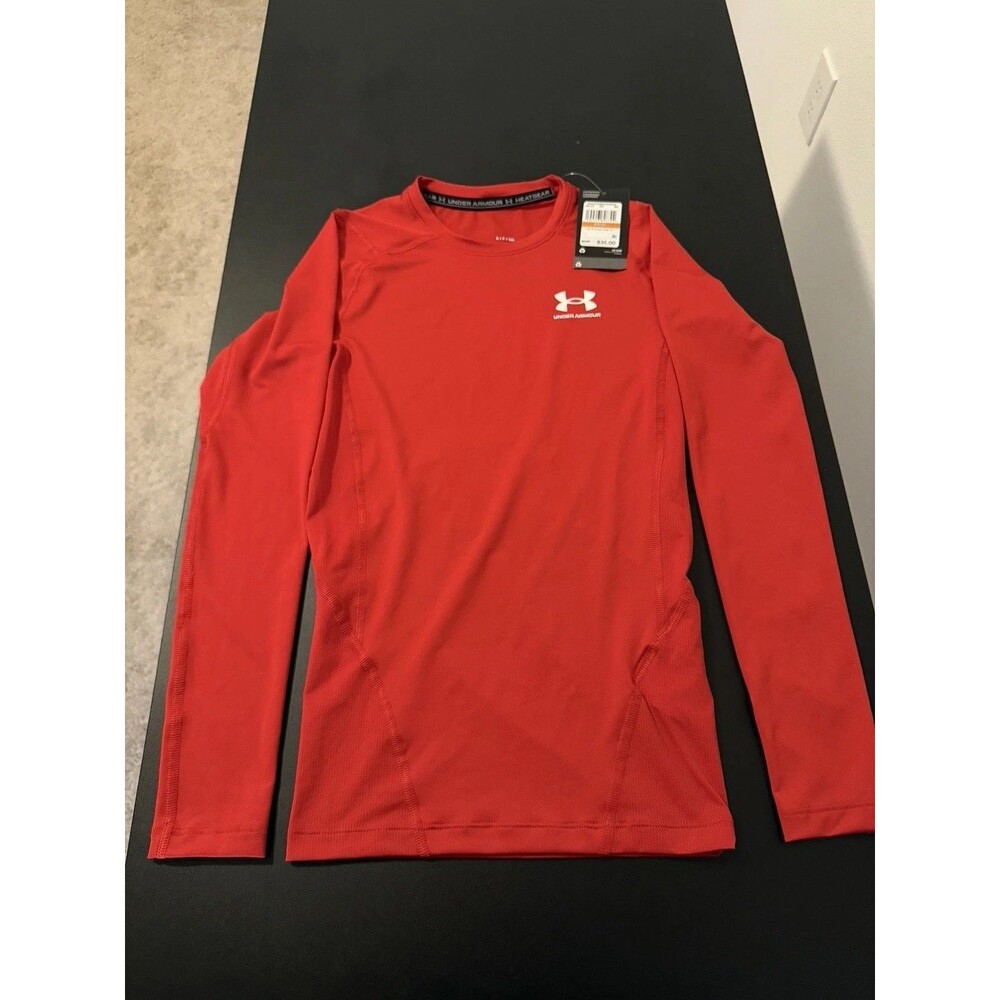 Under Armour HeatGear Compression Shirt Red Long Sleeve Men’s Small NWT